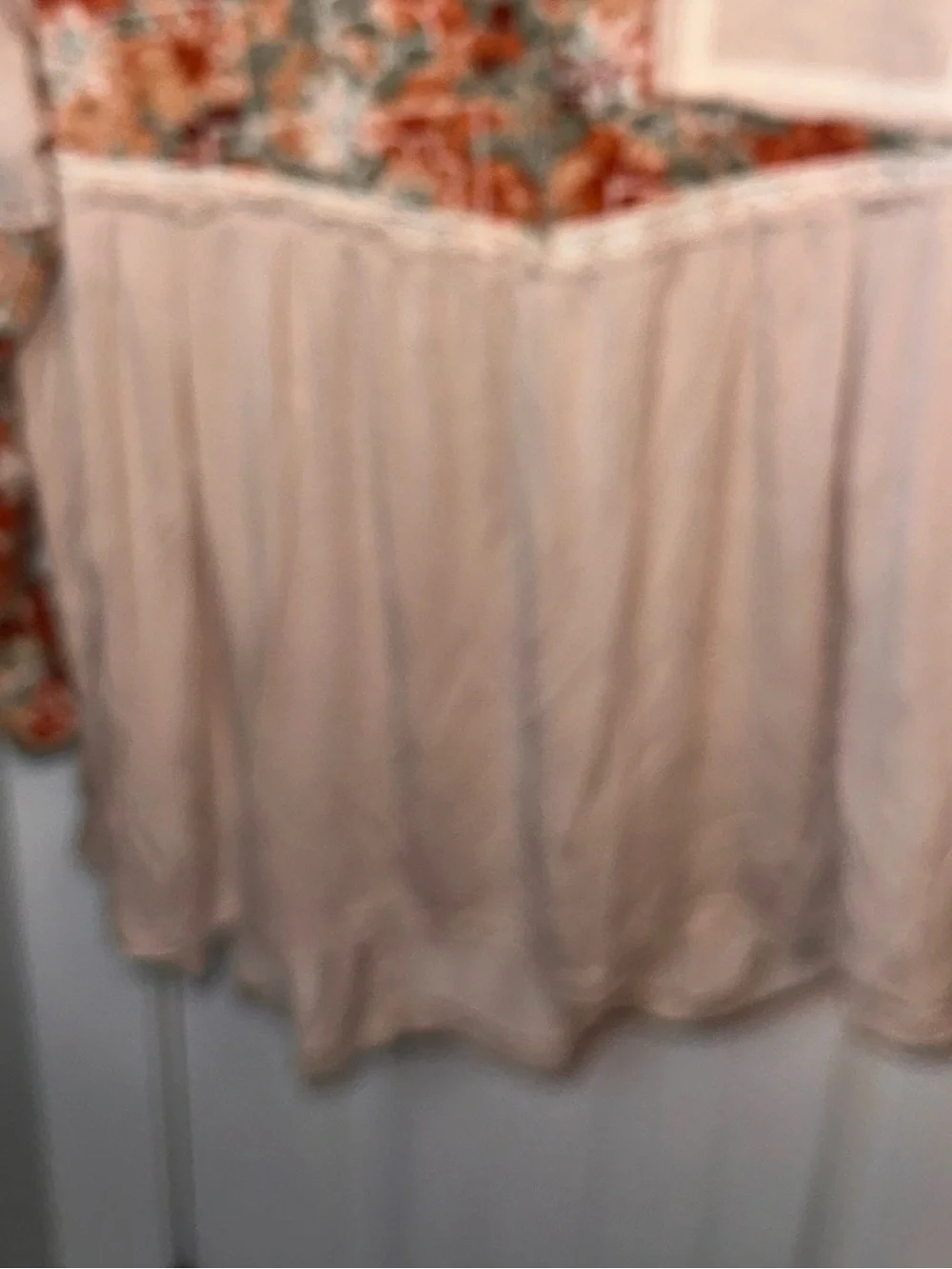 POL Size Small Oversized Boho Floral Patchwork V-Neck Tunic Top - Beige